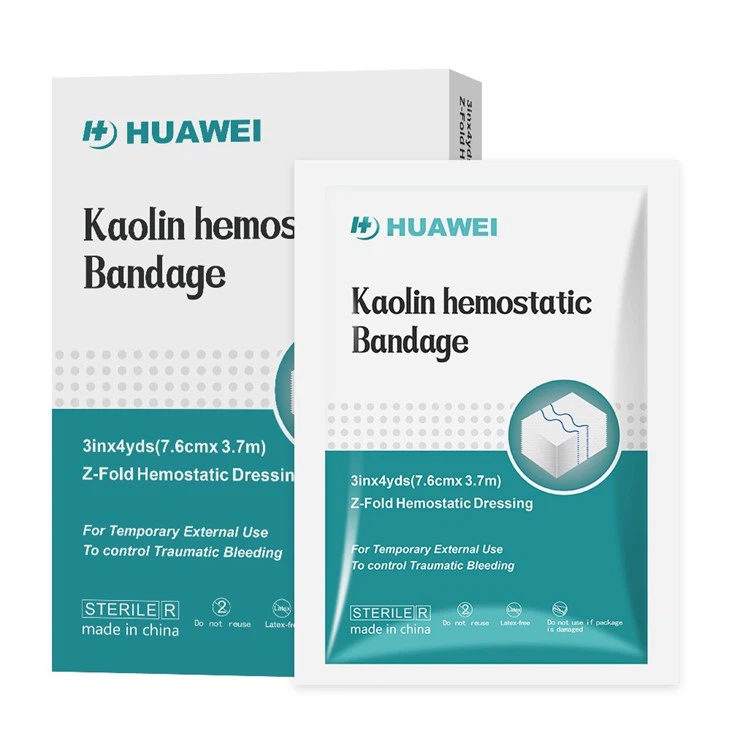 100% Cotton And Sterile Kaolin Hemostatic Gauze 3in X4yards Wound Care Bandage